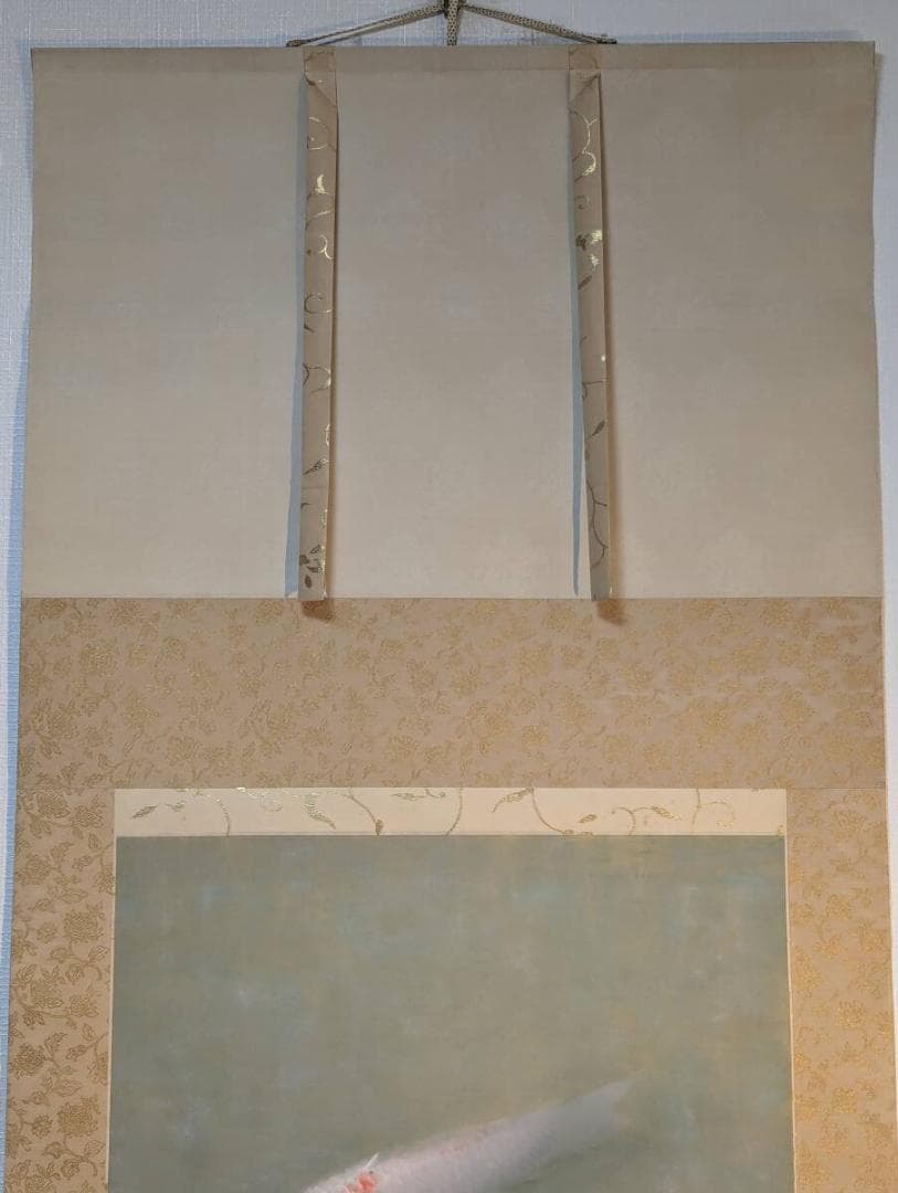 真作】掛軸 梶喜一 鯉 日展作家 鯉の名手 古美術 二重箱入 U25 - 絵画