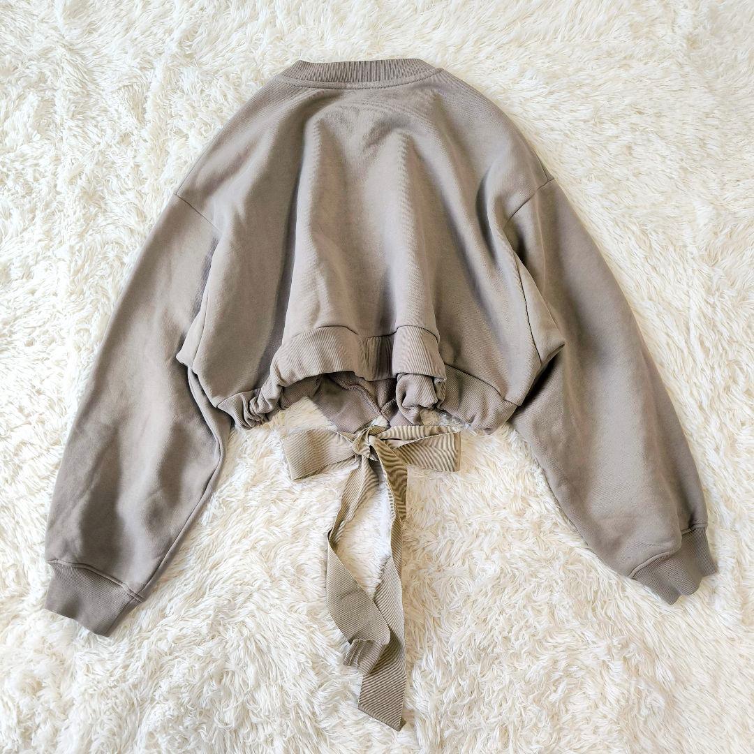 PATOU クロップドスウェット ベージュ リボン パトゥ - トップス