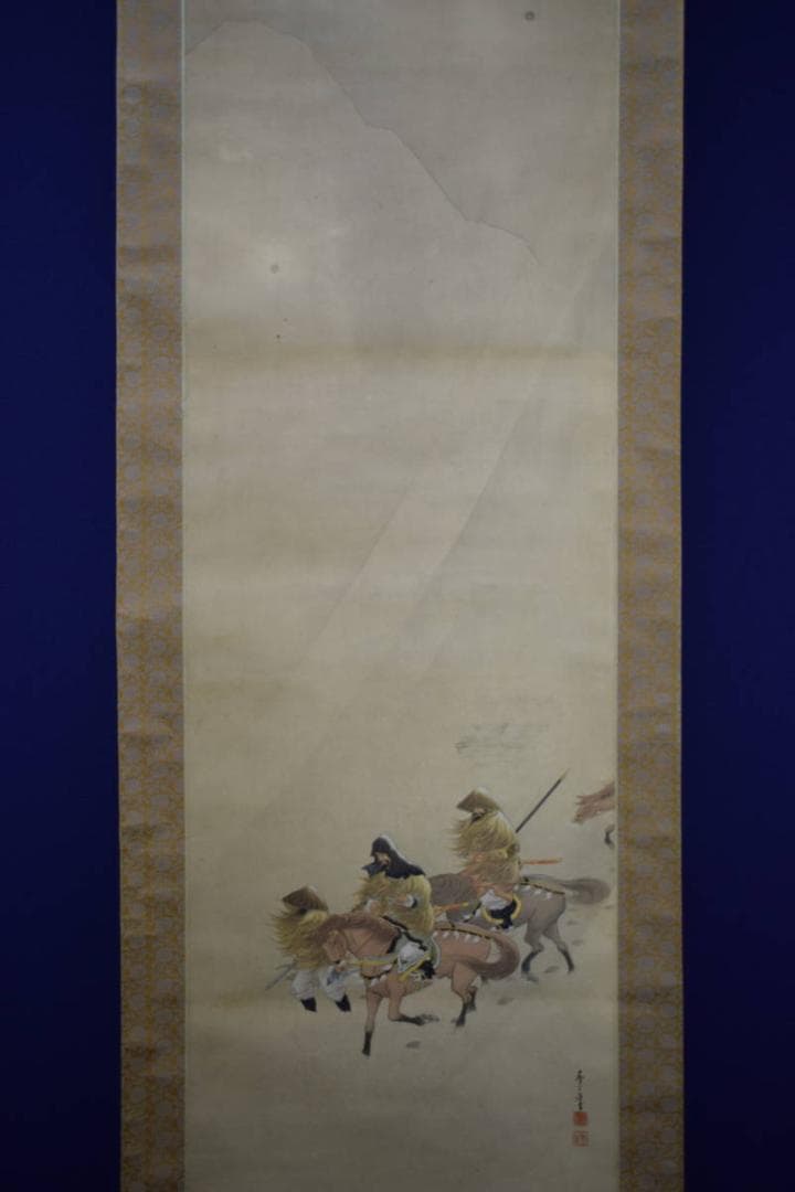 真作/秀貞/馬上人物図/布袋屋掛軸HG-404 - メルカリ