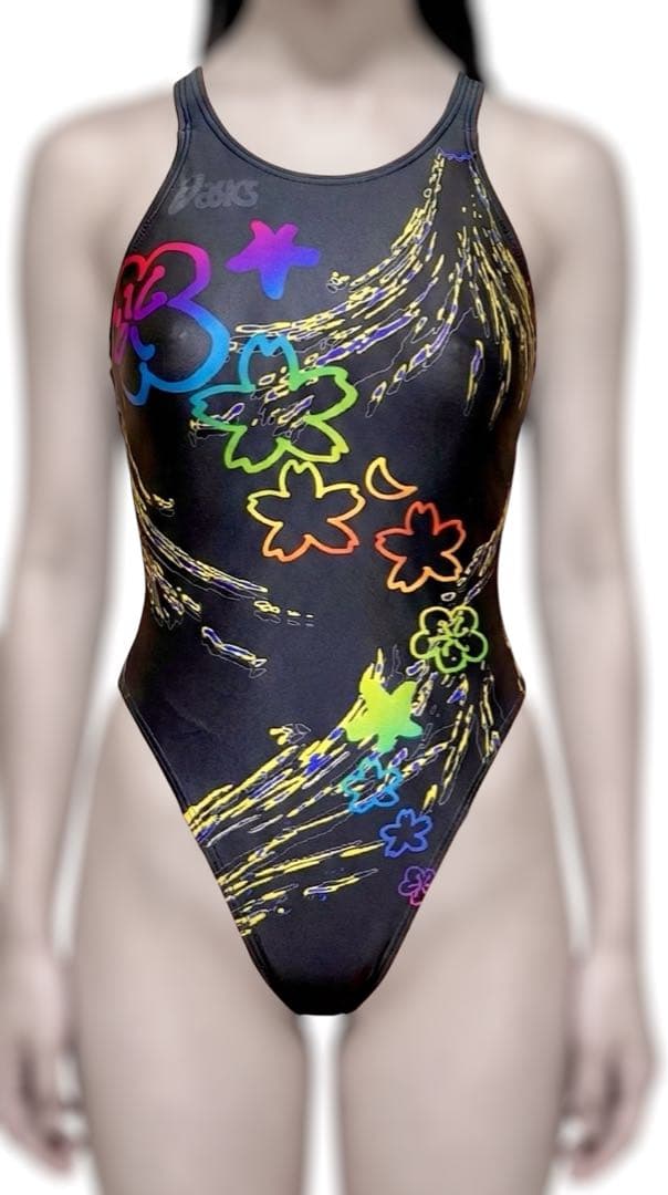希少】asics ハイドロSP 競泳水着 ハイレグ ネオンのお花柄 - メルカリ