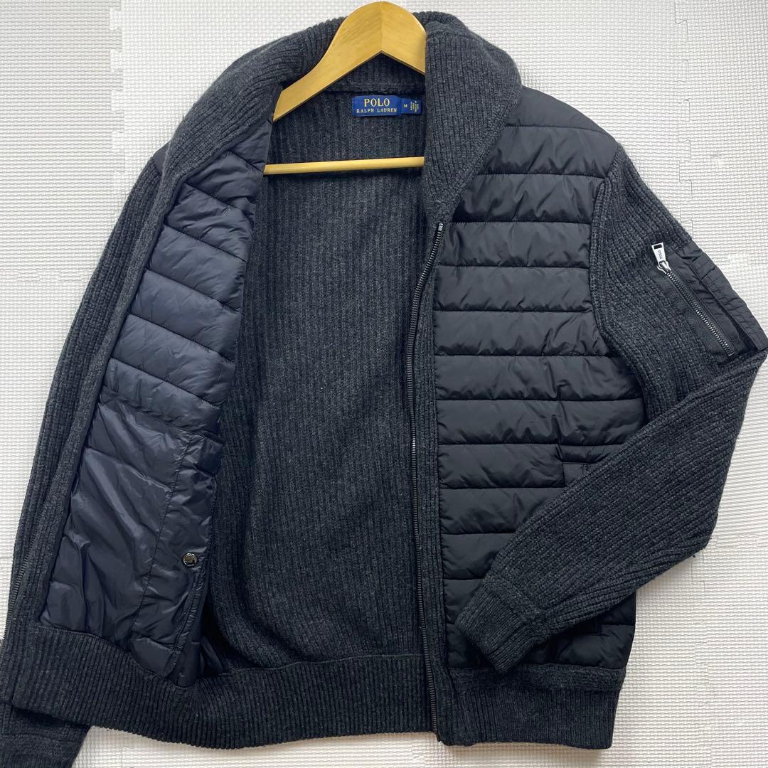 美品 ポロラルフローレン ダウンジャケット 切替 ニット ブルゾン