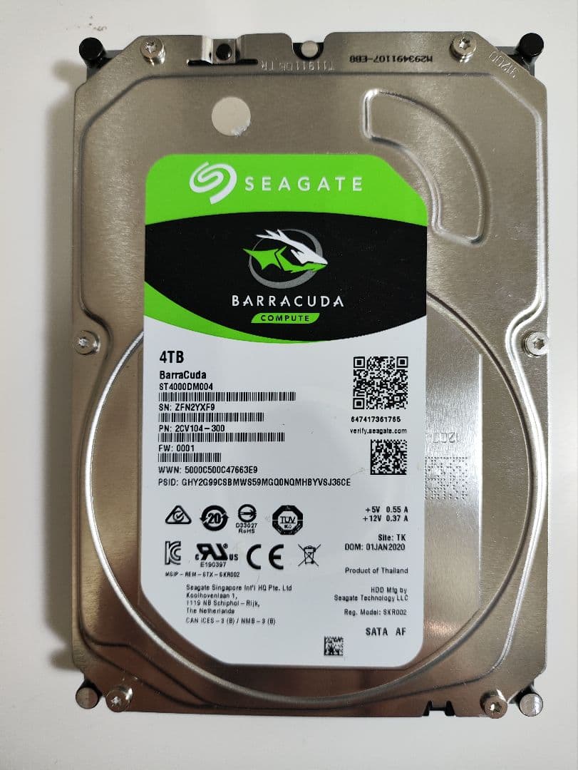 SEAGATE HDD(3.5インチ) 4TB ハードディスク 使用時間少 ST4000DM004 Seagate BarraCuda 3.5