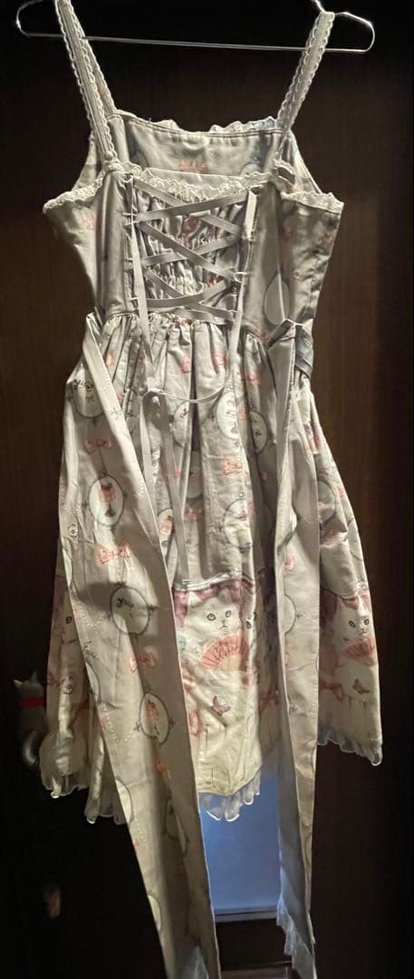 Angelic Pretty 猫のお茶会ジャンパースカートセット グレー