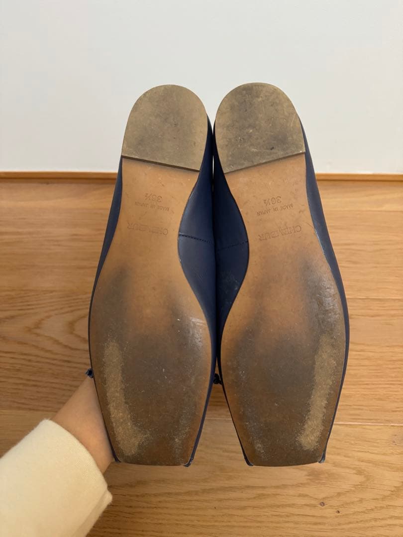 チェンバー ネイビーフラットシューズ36.5