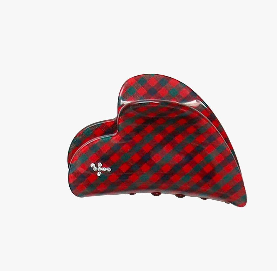 ファミリア ハート型 チェック柄 ヘアクリップ