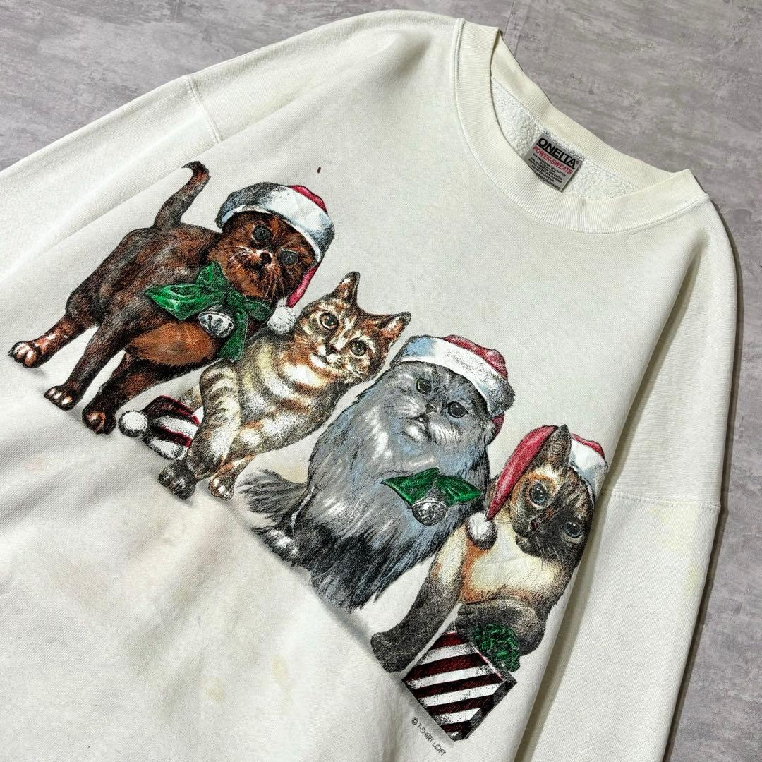 90s USA製 ONEITA アニマル ネコ スウェット 両面プリント - メルカリ