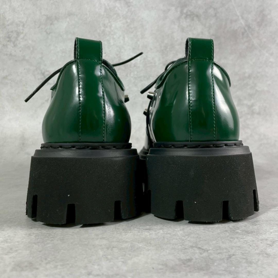 未使用 N21 スタッズ 厚底 ダービー レザー レースアップ グリーン 緑