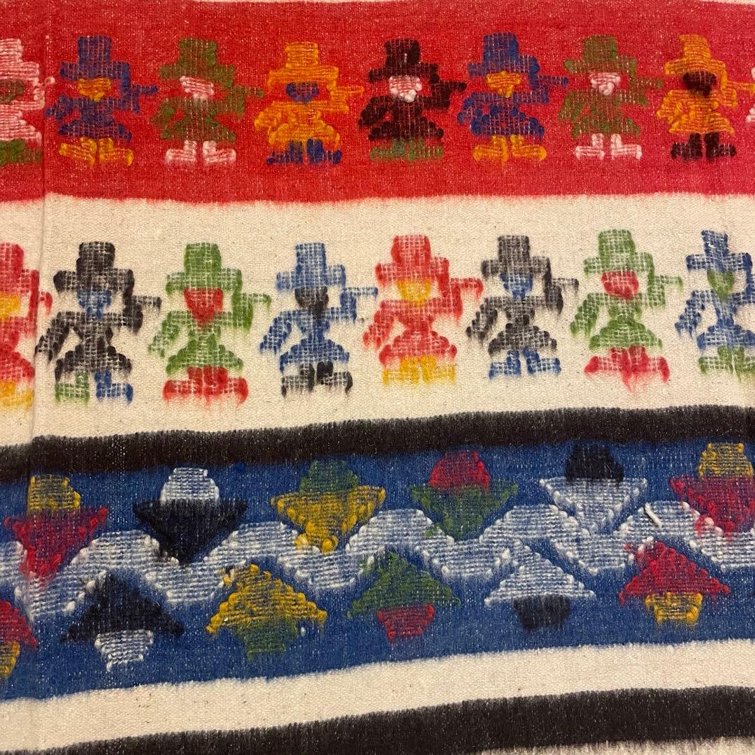 ヴィンテージ】中米 手織りの多色ブランケット