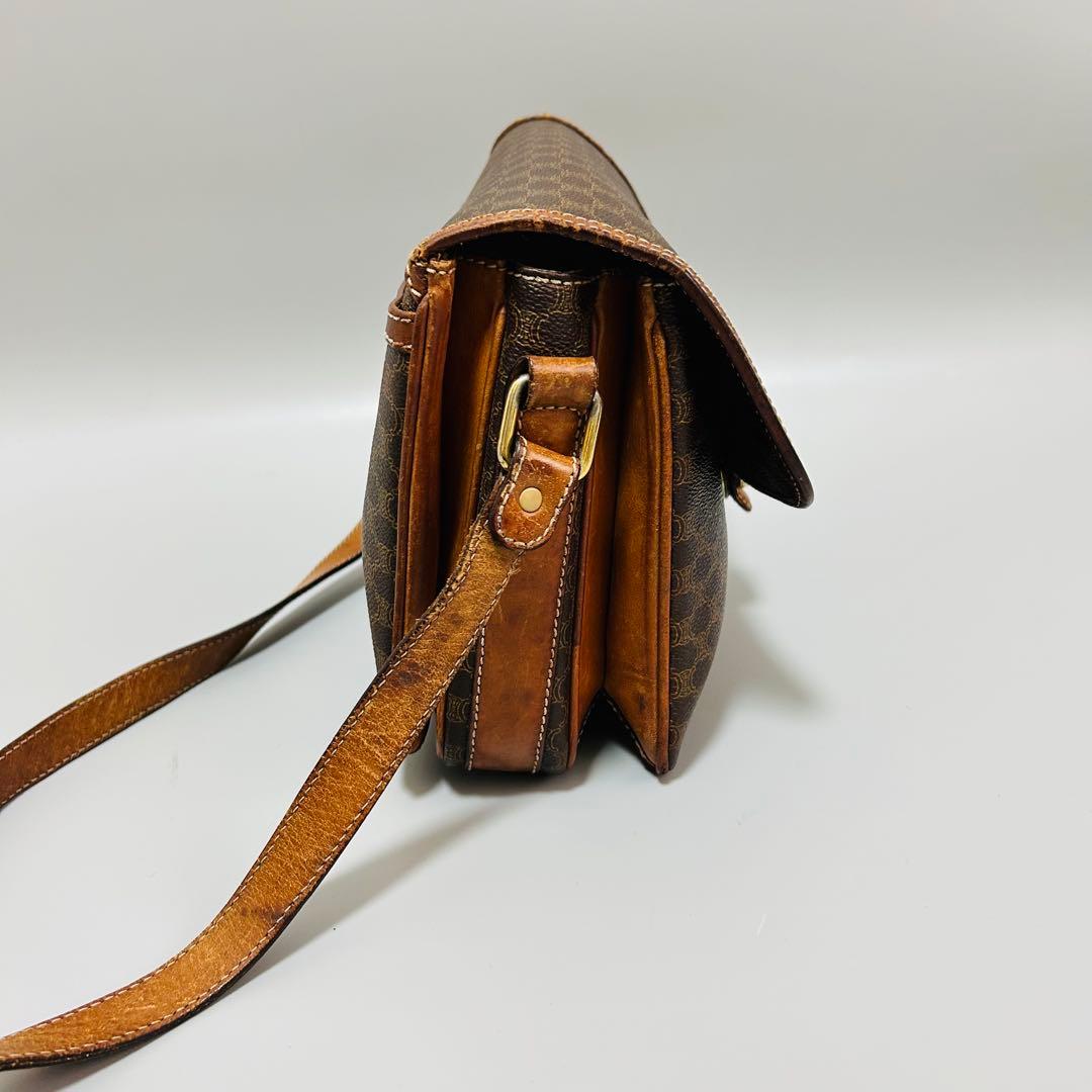 CELINE セリーヌ マカダム柄PVC×レザー クロスボディ ショルダーバッグ