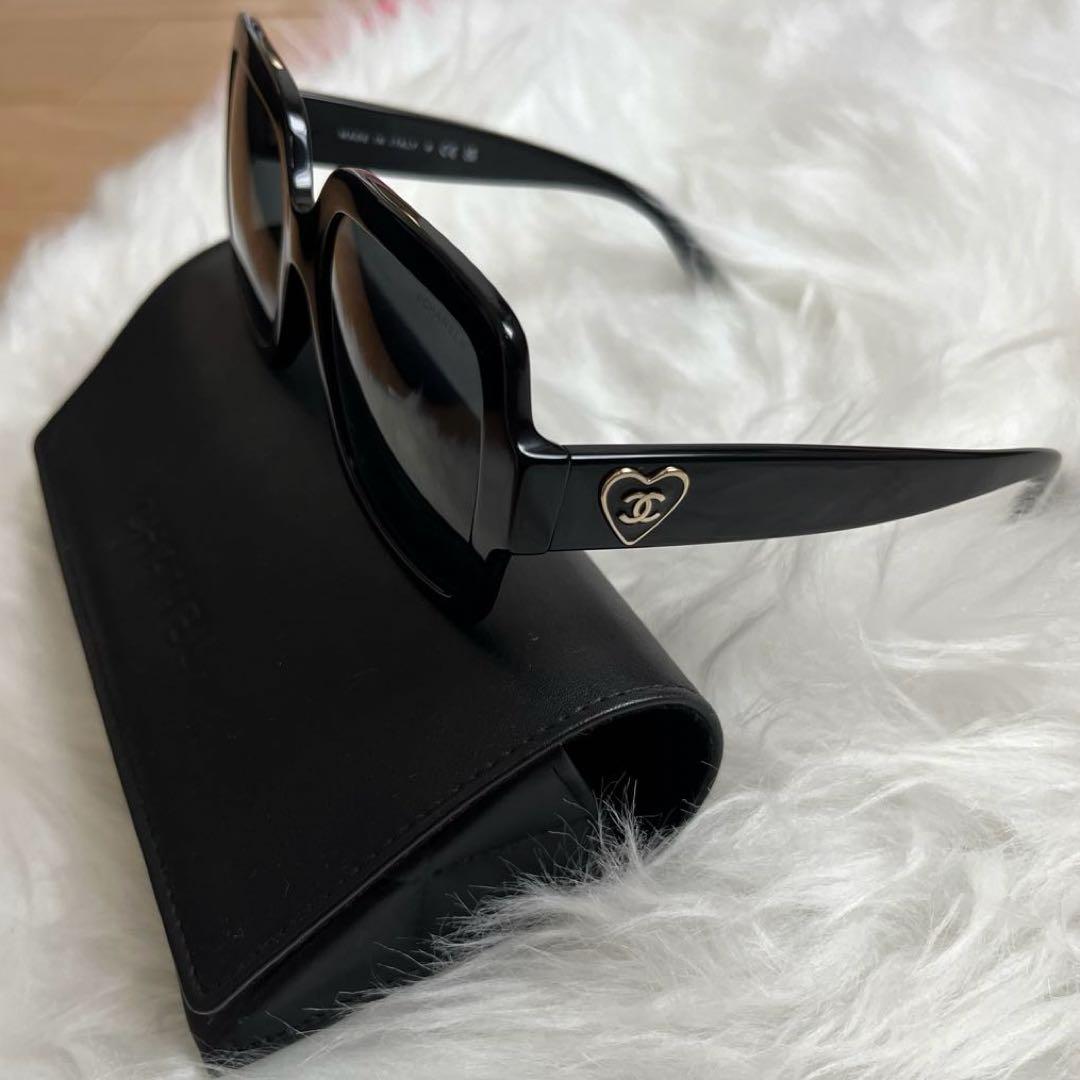 超美品 CHANEL サングラス スクエア型 ハートロゴ CCマーク 正規品