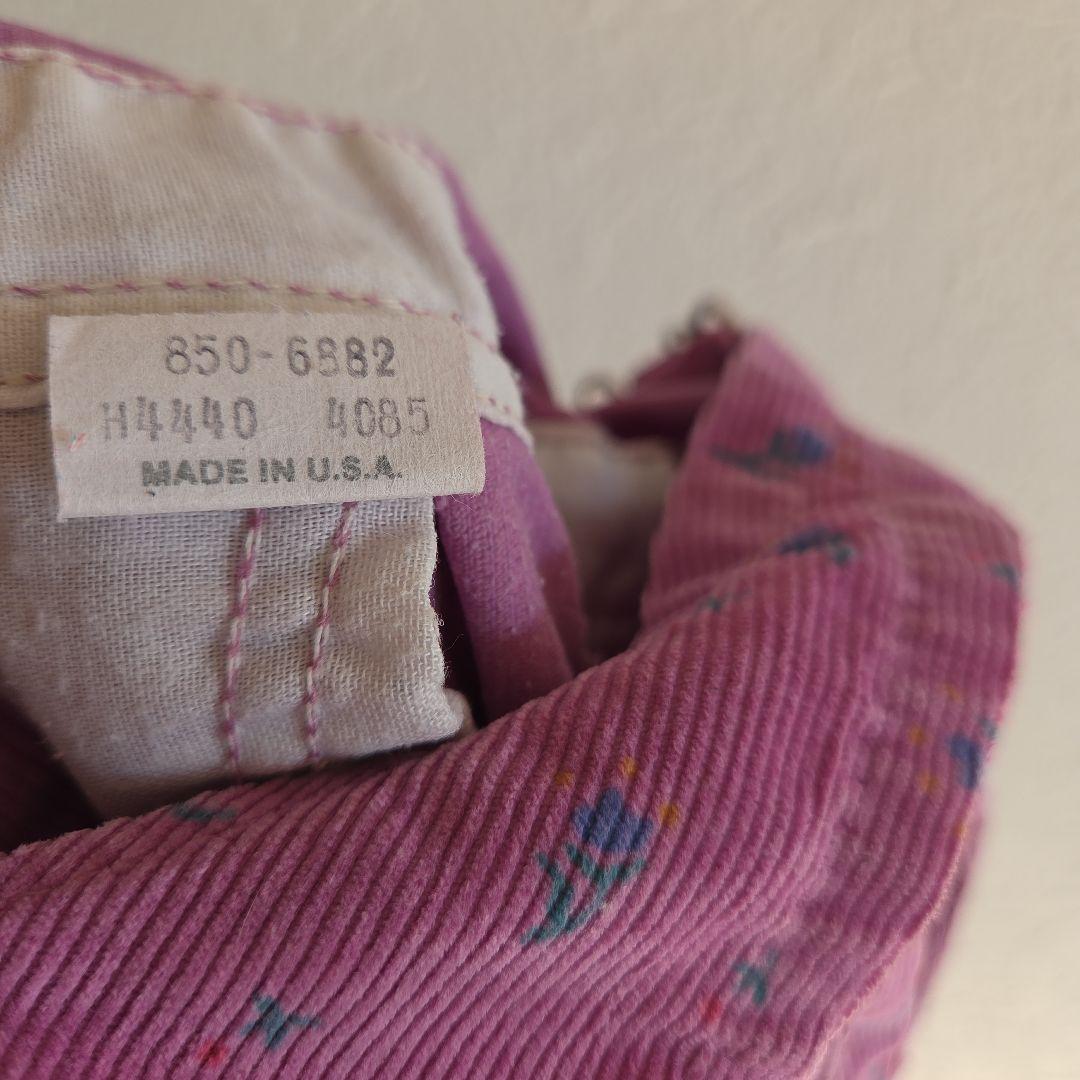 OshKosh☆ 花柄コーデュロイオーバーオール 18М 80年代 USA製 紫