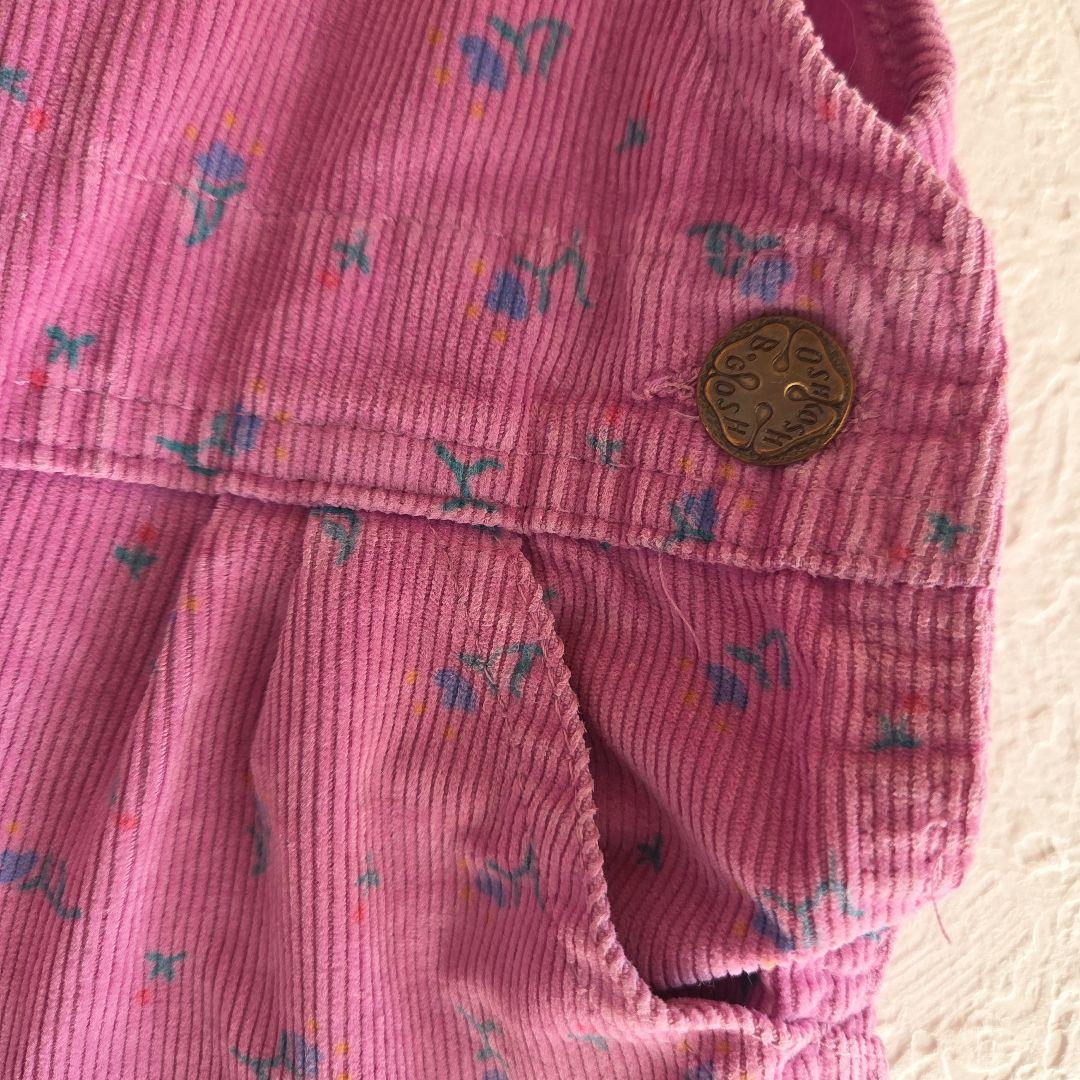 OshKosh☆ 花柄コーデュロイオーバーオール 18М 80年代 USA製 紫