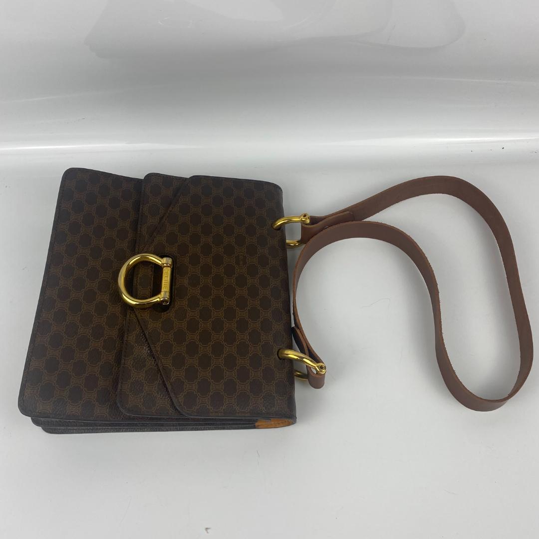 CELINE オールドセリーヌ ダブルフラップ マカダム柄 ヴィンテージF/04