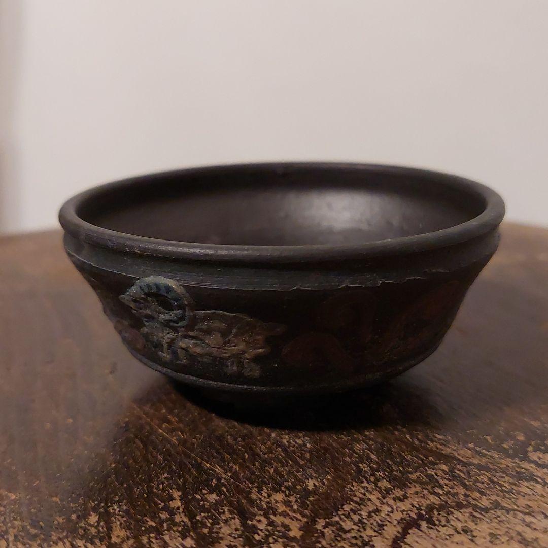 盆栽鉢　泥珠　ミニ盆栽鉢 盆栽鉢 紫泥外縁木瓜式鉢 朱泥 植木鉢 中国鉢 泥鉢 陶器 6号 19cm