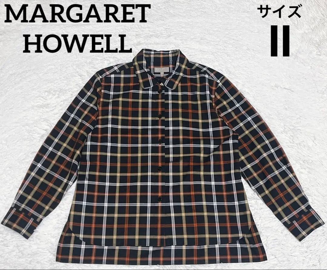 MARGARET HOWELL チェック コットン ウール ツイル シャツ