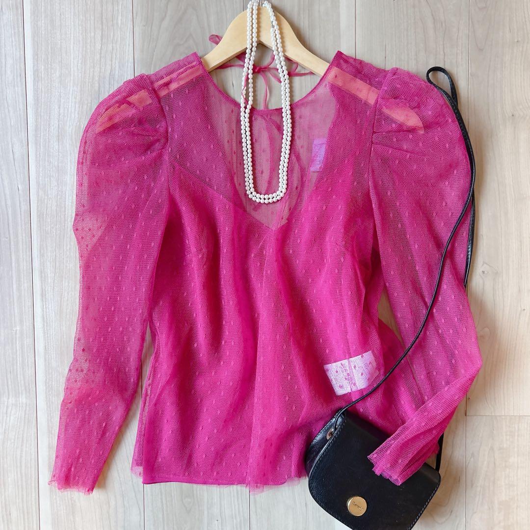 未使用級＊RED VALENTINO【定価約9万】ドットチュールブラウス 42 中古・古着通販】RED VALENTINO (レッドヴァレンティノ) ドット