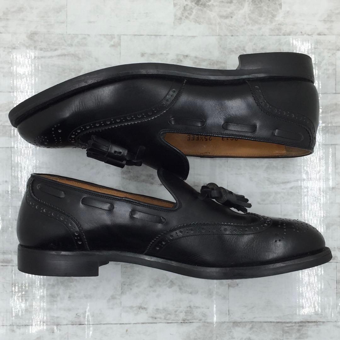 【美品】スコッチグレイン ウィングチップタッセルローファー 25.5cm 黒