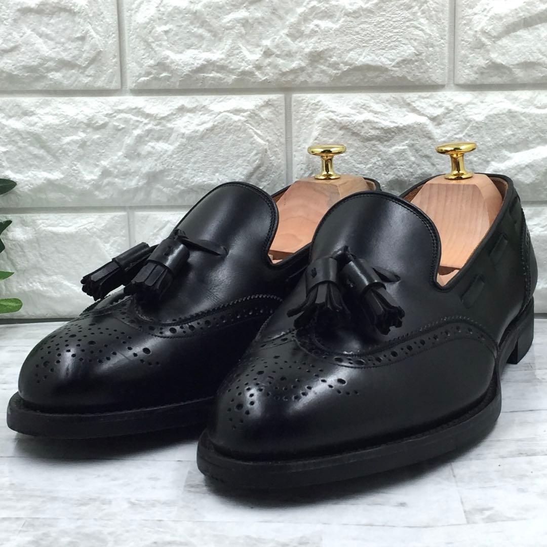 【美品】スコッチグレイン ウィングチップタッセルローファー 25.5cm 黒
