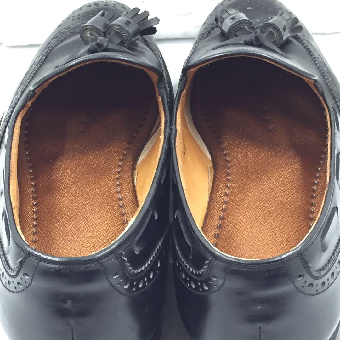 【美品】スコッチグレイン ウィングチップタッセルローファー 25.5cm 黒