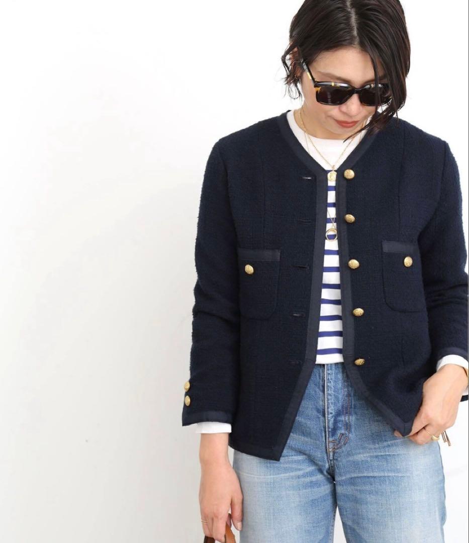 Deuxieme Classe tweed Vネック ジャケット - メルカリ