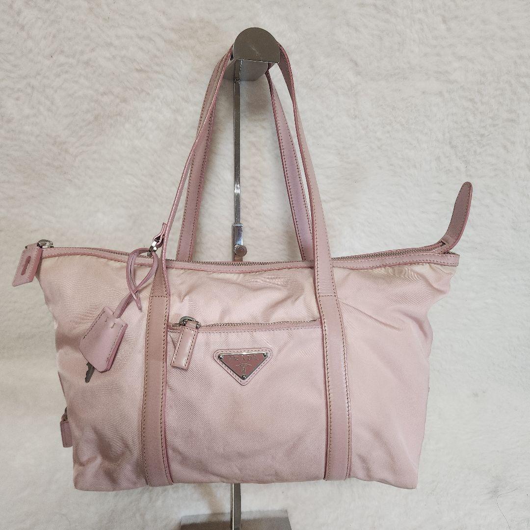 専売プラダ　ナイロン　レザー　バック　三角ロゴ　南京錠 PRADA（プラダ） 極 美品 希少品 三角ロゴ 金具 ナイロン レザー 本革