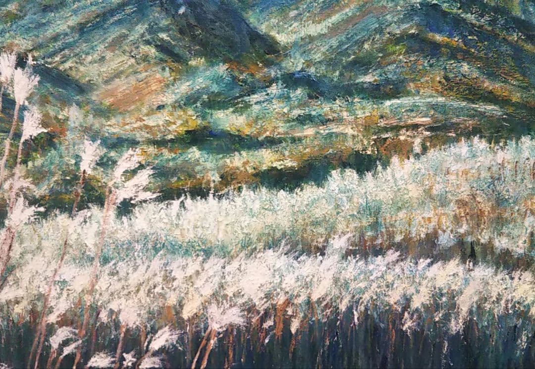 油絵 風景画 ✡️ 兵庫県砥峰高原【P30】【10月】 油絵 風景画 P30