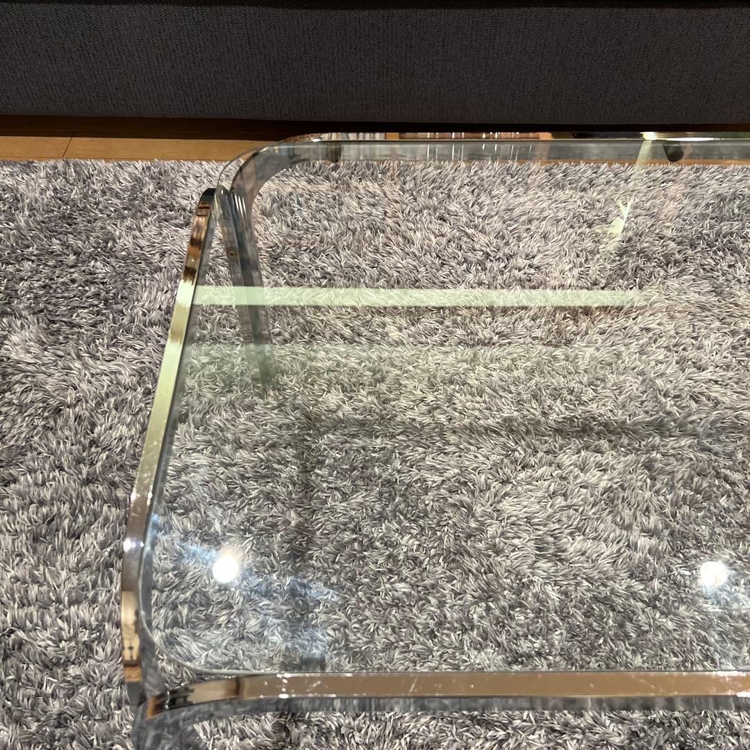 ミッドセンチュリー アイアンフレーム センターテーブル ガラス