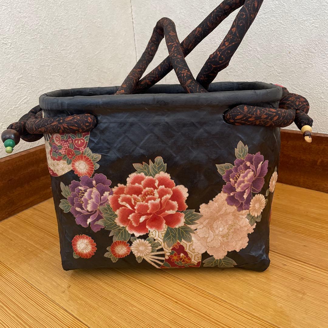 一閑張り 一閑張りバッグ 柿渋染め 市場カゴ ハンドメイド - メルカリ