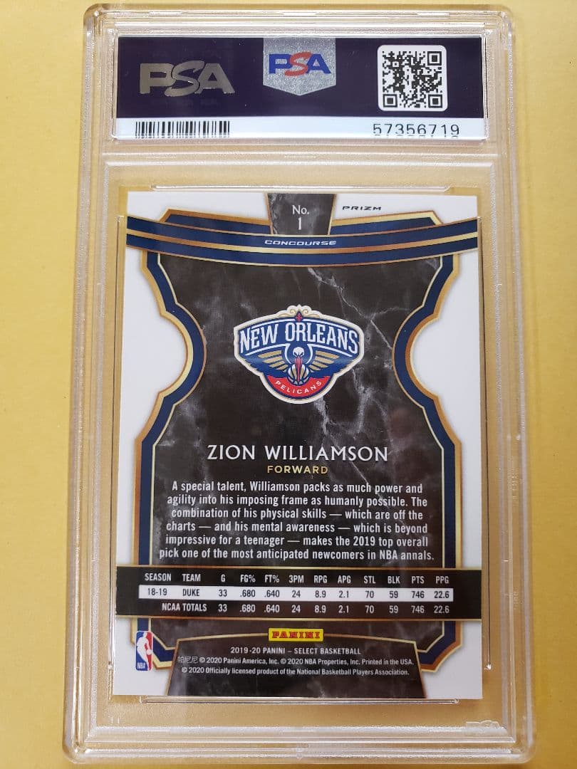 2019セレクト ザイオンウィリアムソン シルバープリズムルーキーカード