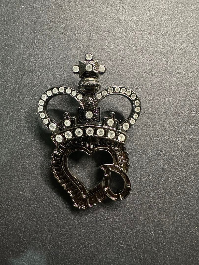 【極美品】NUMBER (N)INE ナンバーナイン 王冠ハート涙ブローチ 正規 廃盤 ナンバーナイン 王冠ハート涙ブローチ キムタク着 黒 芸能人