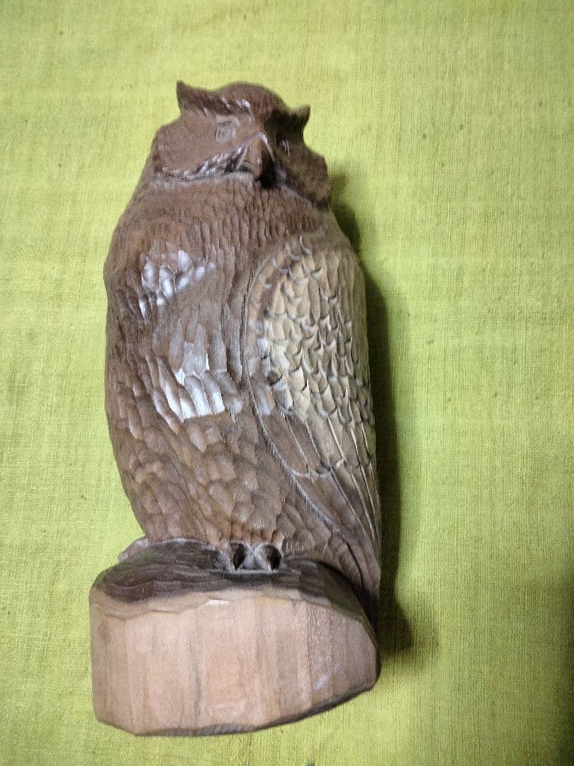 青山作 木彫 フクロウの置物 北海道洞爺湖 民藝 - メルカリ