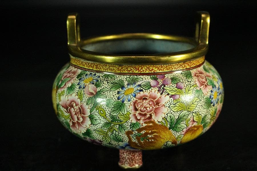 中国美術 琺瑯彩 香炉 箸筒 香合 三揃(K-A831) - メルカリ