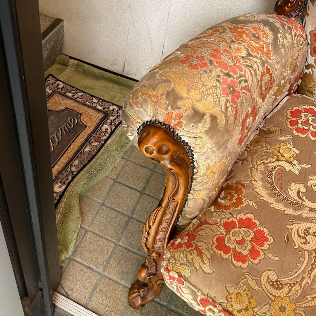 金華織 一人掛けソファー アンティーク ロココ調 シングル イタリア