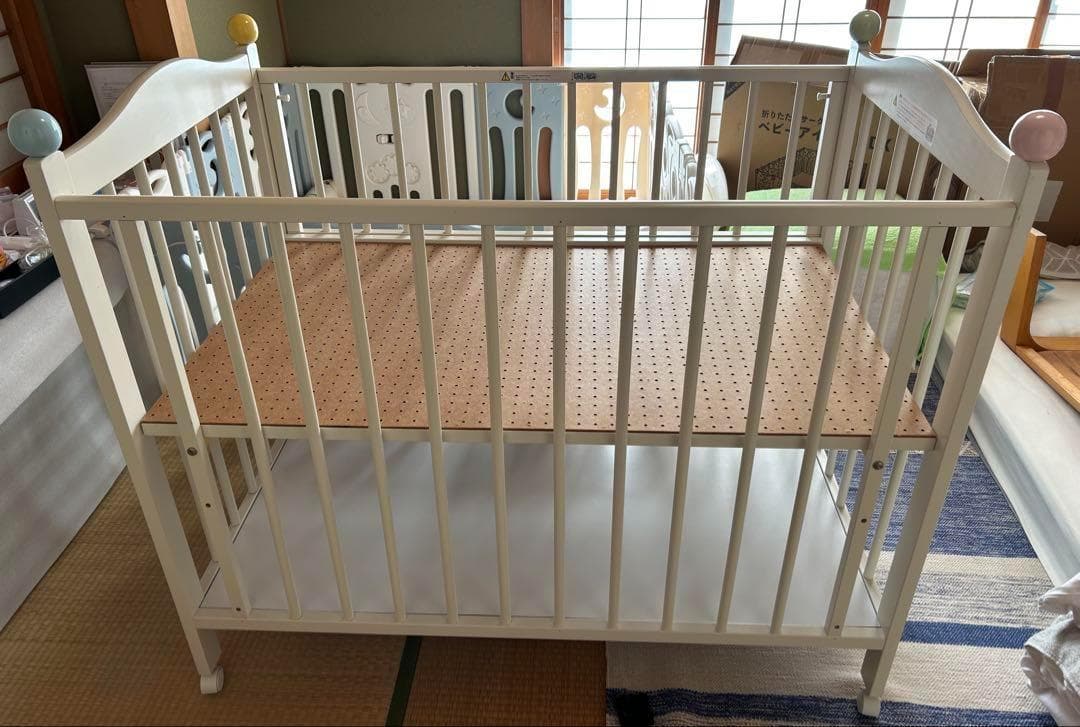 ティガねこ様専用】 【ミキハウス】木製ベビーベッド ホワイト（直接お