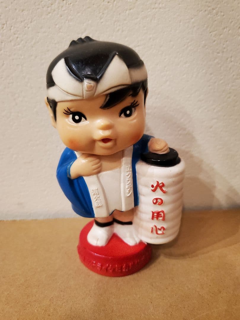 【レア】ドライケミカル　ソフビ　貯金箱　企業物　ノベルティ　レトロ　カンキャラ 昭和レトロ☆当時物ソフビ貯金箱 かんぎん『のばらちゃん』 希少キャラ