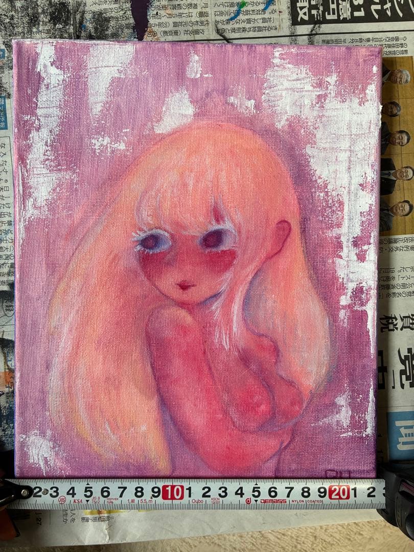 油絵 アート オリジナル 絵画 イラスト 人物画 女の子 病みかわいい 一点物