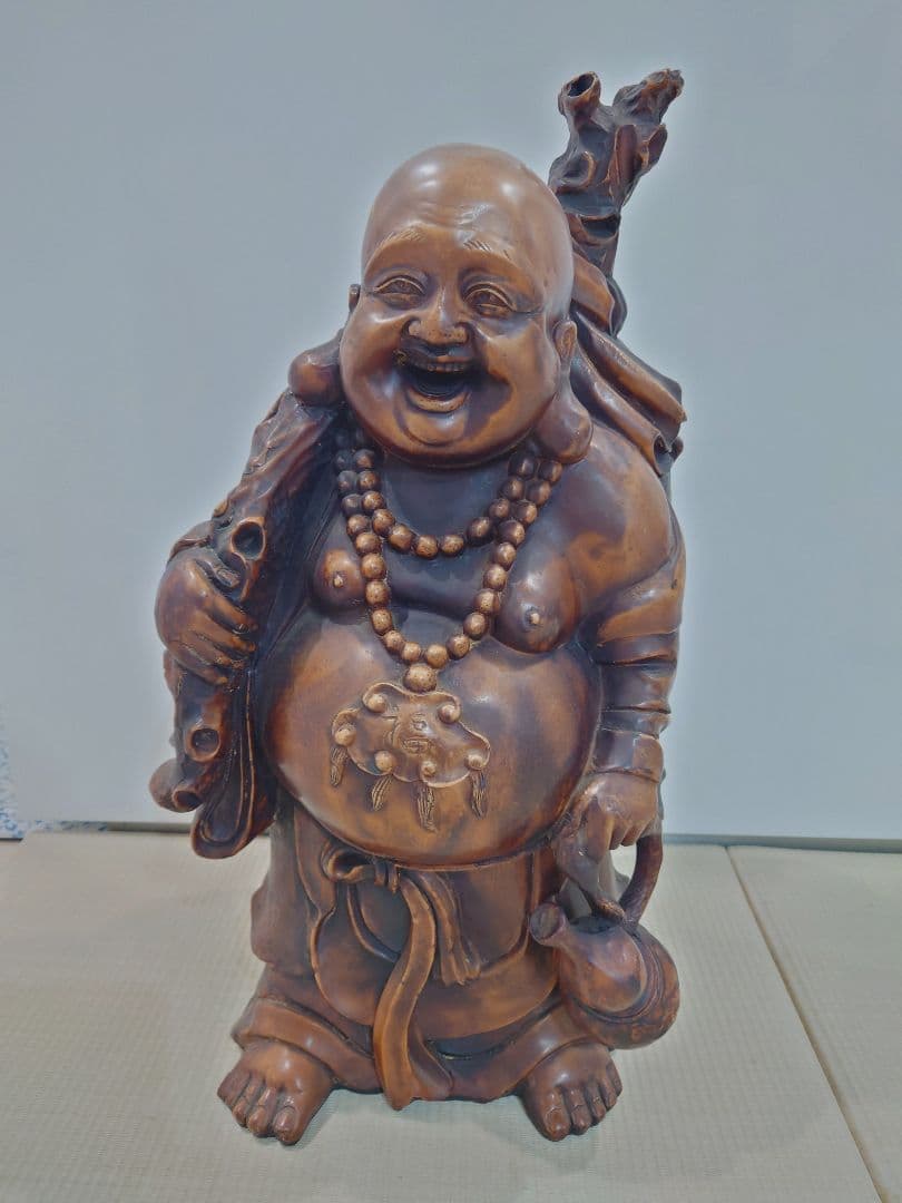 中国古玩 木彫り 布袋像 黄○袋 高さ61㎝ 重量約15㎏ - メルカリ
