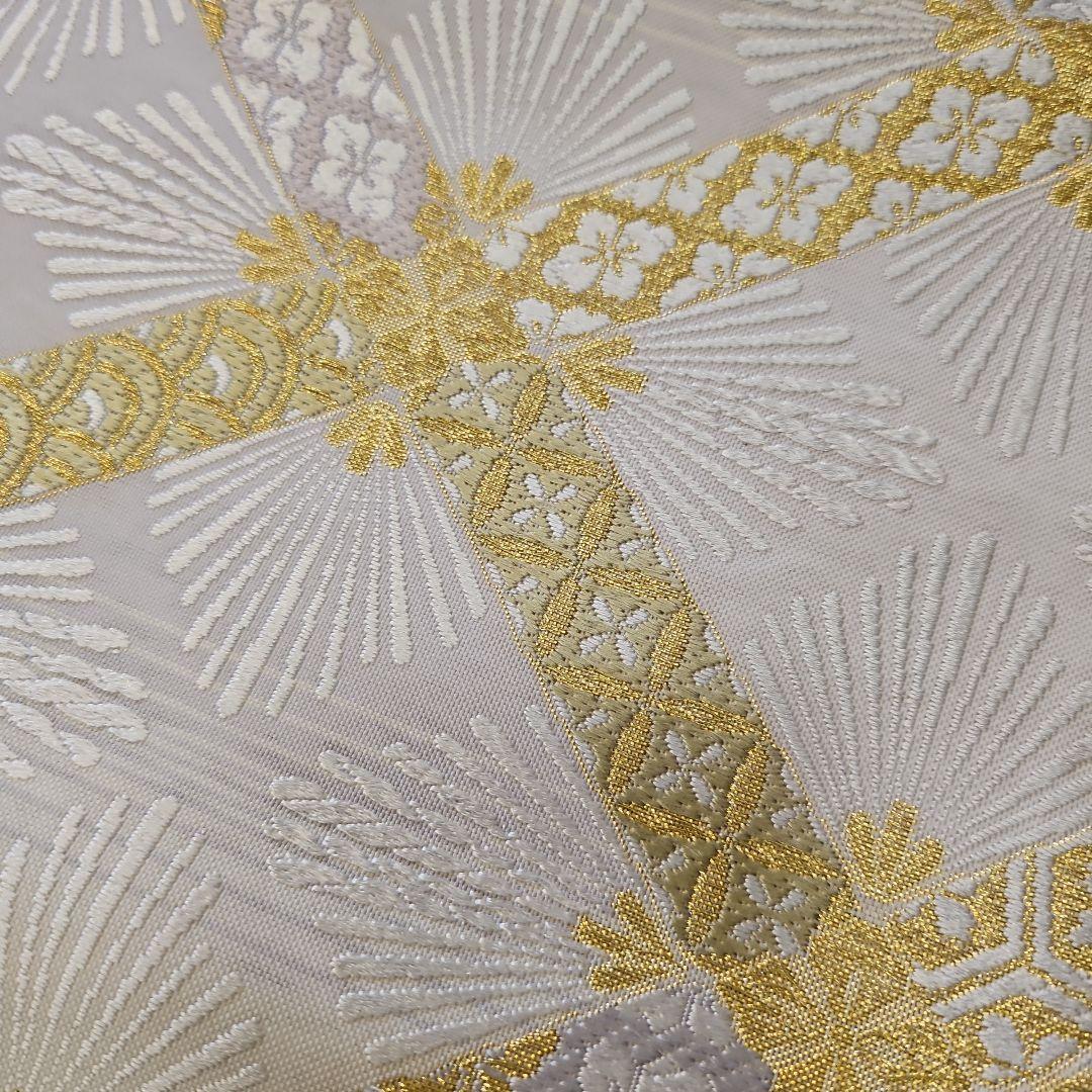 袋帯☆つづれ唐織☆正絹☆加賀の宴☆六通☆フォーマル☆白地☆七宝柄