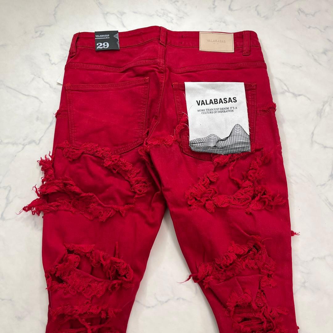 新品 VALABASASバラバサス ハードクラッシュ フレアレッドデニム 29
