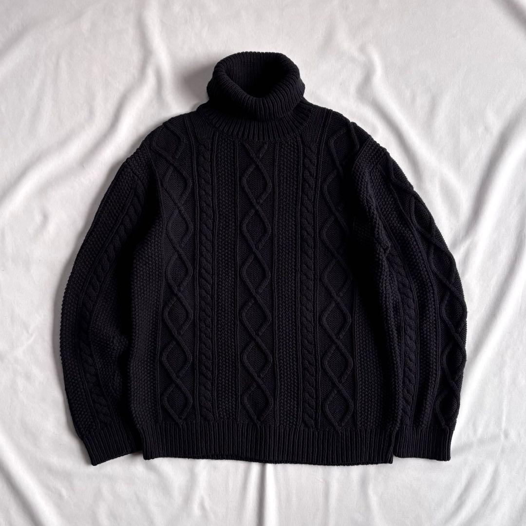 トップス 00s OLD GAP aran pattern cotton knit BLK 00s OLD GAP aran pattern cotton knit BLK 00s BLK