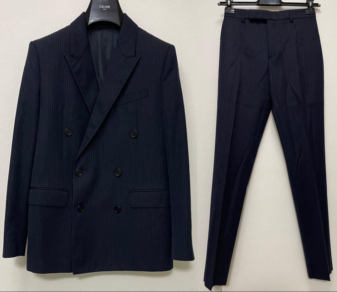 23AW CELINE ダブルブレストスーツ ダークネイビー シャドーストライプ