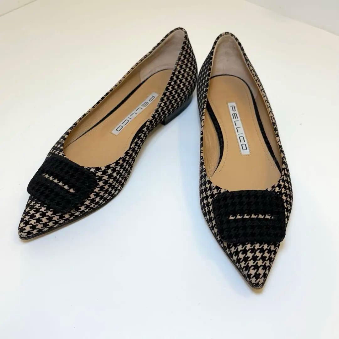 最終値下げ‼️(美品)ペリーコ 千鳥格子 フラットパンプス 23.5cm