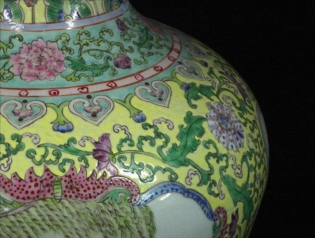 中国古玩 粉彩 天球瓶 大花瓶 高約52cm 時代物 唐物 x031135 - メルカリ