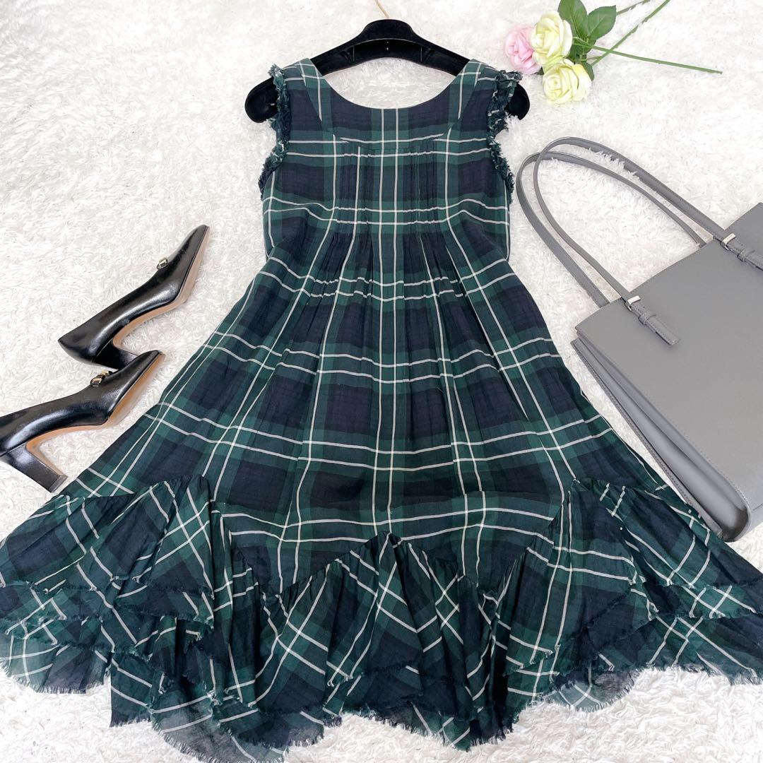 美品】バーバリー ブルーレーベル 膝丈 フリル ノバチェック