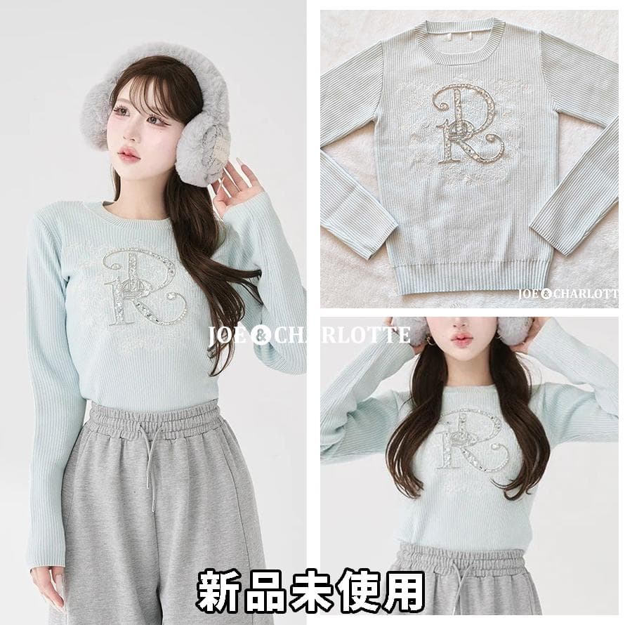 ダーリッチ darich DRビジューフラワーリブニットトップス SAX DRビジューフラワーリブニットトップス – Darich (ダーリッチ)