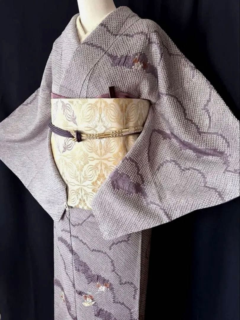 訪問着】身丈お直し料金・補正着 疋田本鹿子総絞り 花柄日本刺繍 気品