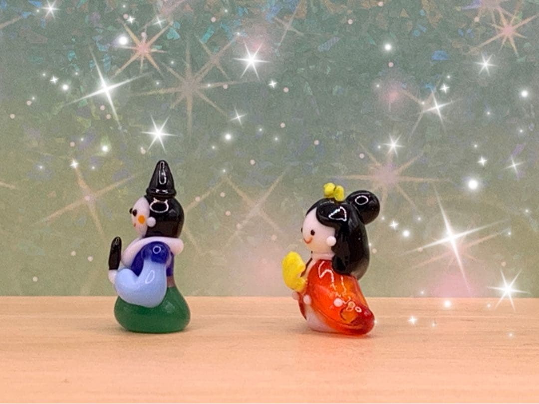 可愛い*°♡プチお内裏様＆プチお雛様 ☆ミニチュア ガラス細工