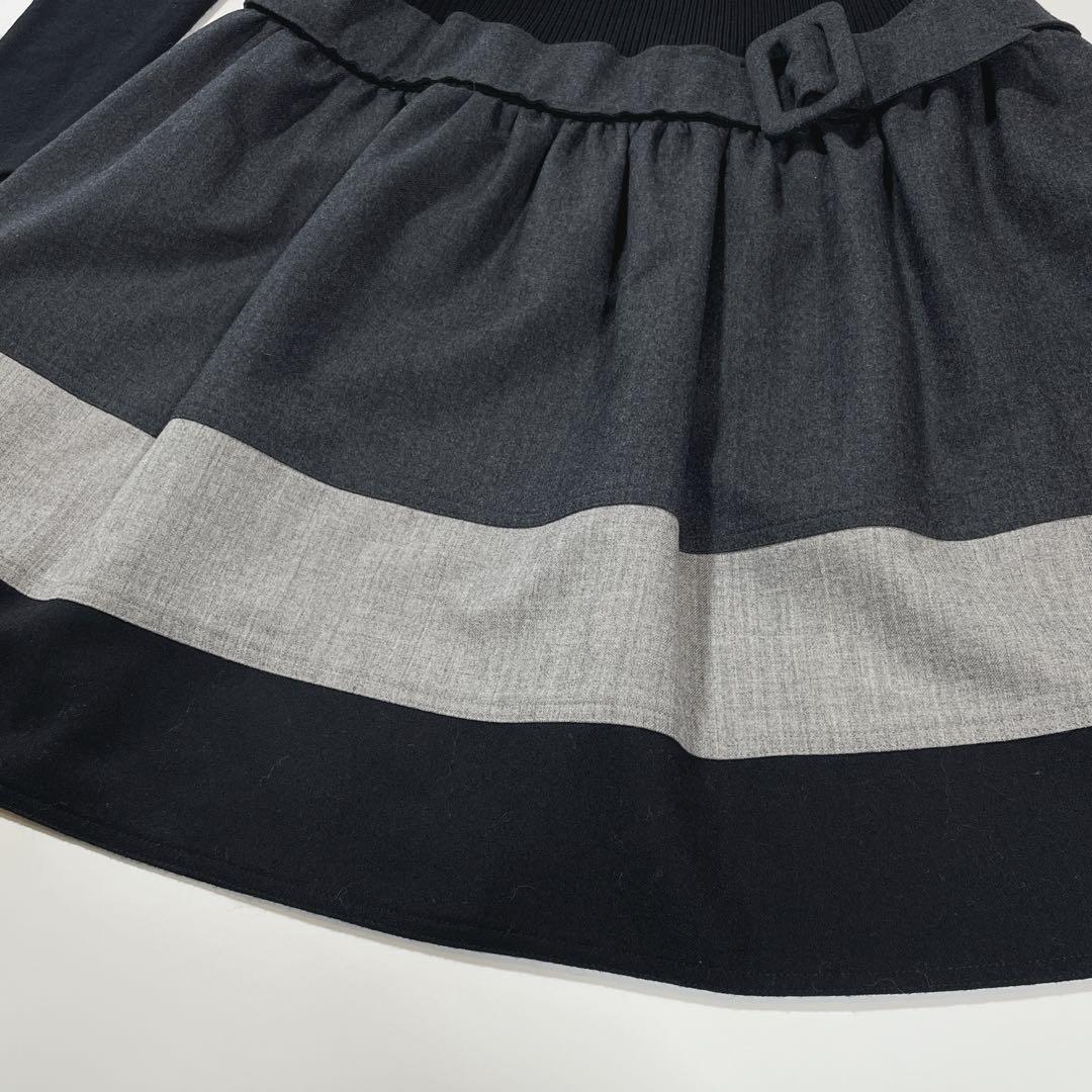 極美品✨ ルネ カシミヤ混 リブニット フレア ドッキングワンピース S