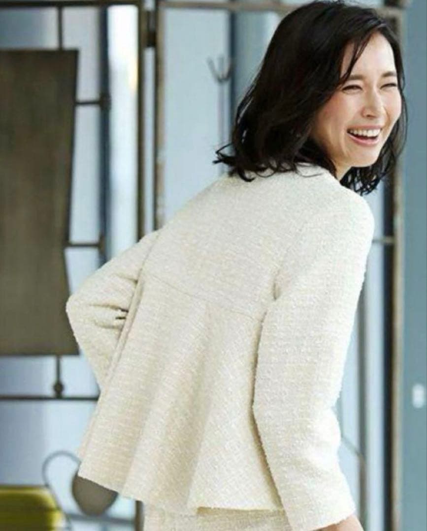 美品】デミルクスビームス バックフレアツイードプルオーバー ペプラム