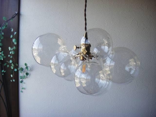 ポポラート様専用 バブルガラスペンダントランプクリアLペンダントライト